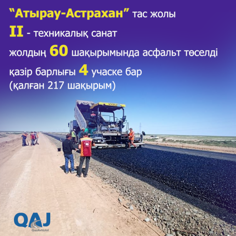 "Атырау-Астрахан" тас жолында ауқымды жол-құрылыс жұмыстары жүргізілуде